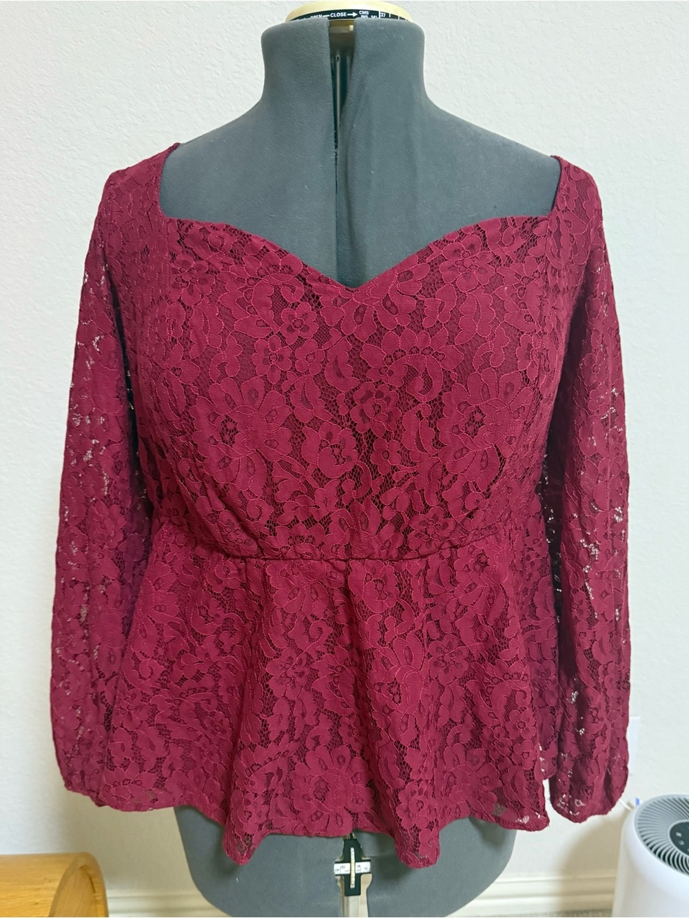 torrid Burgundy Lace Peplum Blouse